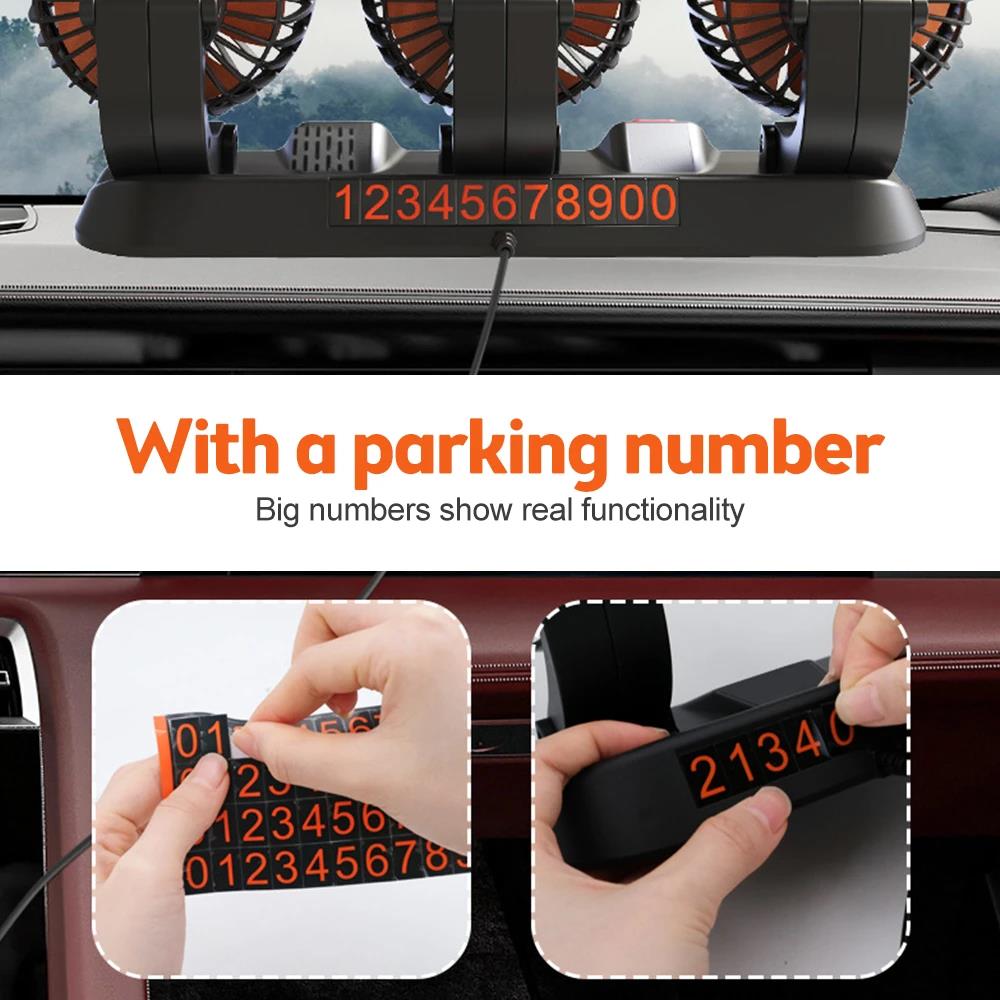 Car Fan 360° Adjustable 3 Head Air Fan Automotive Electric Fan USB/12V/24V Fan 2 Speeds Car Silent Fan For Home Desk Office Car Heat Shields 2