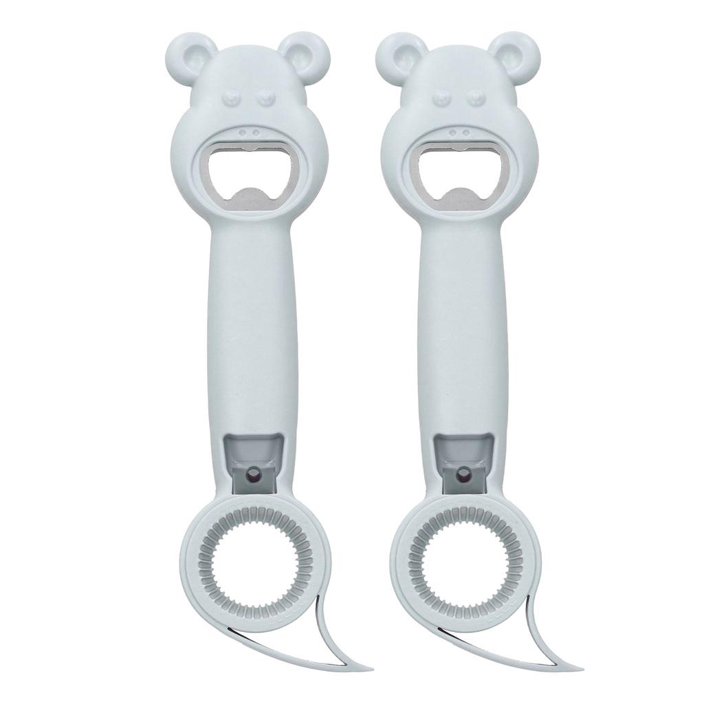 2Pcs 4?in?1 Can Opener Universal Portable Manual Drinking Beverage Bottle OpenerWhite
