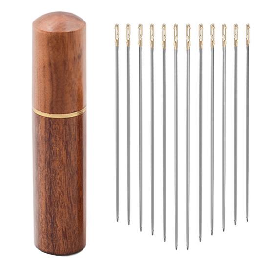 

Ручные швейные иглы Иглы из стали с большим ушком и футляром для хранения Легко вдеваются A