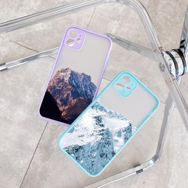 Aesthetic Snow Mountain Painting Phone Case for iPhone 7 8 Plus SE2 X XR XS MAX 15 14 12 13 mini 11 Pro Max Shockproof Cover