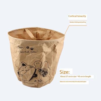 Dorakitten 1pc Kitten Hideaway Bag Collapsible Retro Cat Toy Basket Kraft Paper Cat Bag For Cat Pet Accessories Pet Supplies