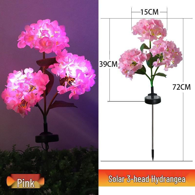 Hydrangea Solar-Powered Outdoor Flower Lamp: Cross-border Waterproof Decorative Light for Lawn and Courtyard.