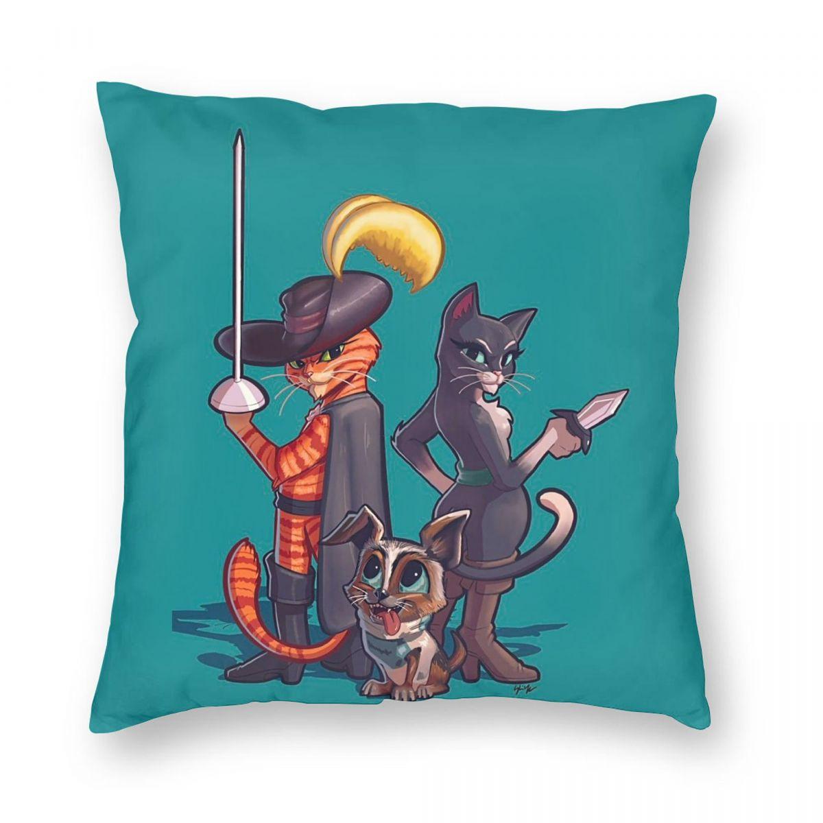 Puss In Boots Anime Square Pillowcase Pillow Cover Cushion Zip Decorative Comfort Throw Pillow for Home Sofa 12x12Inch