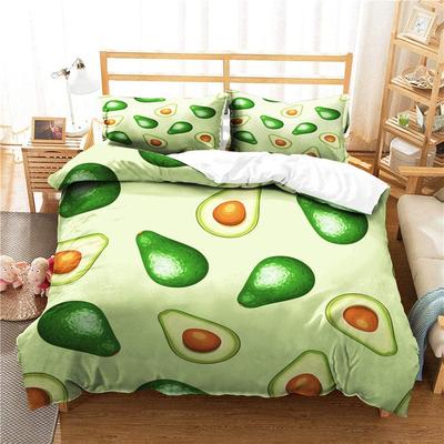 Set de lenjerie de pat cu model de avocado verde, imprimat 3D, husă de plapumă confortabilă, prietenoasă cu pielea, mărime king, queen, twin, cadou de ziua de naștere, decor pentru dormitor