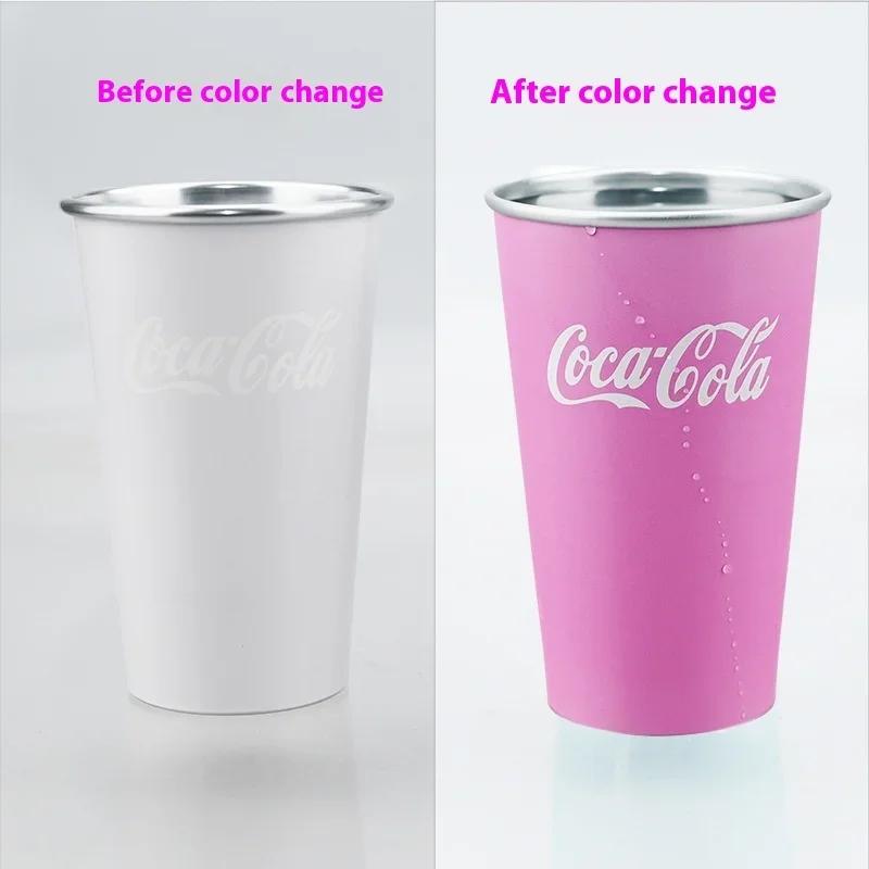 

470 мл Портативная алюминиевая кружка-Кружки Coca-Cola меняют цвет при охлаждении Идеально подходит для ощущения холода, для кемпинга на открытом воздухе, для пива, для холодных напитков 470ml