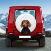 1pc, 14-17 Inch Universal Closed-Eye Dachshund Healing Cute Pet Tire Cover, Compatible With Off-Road Vehicles, Performance SUVs,