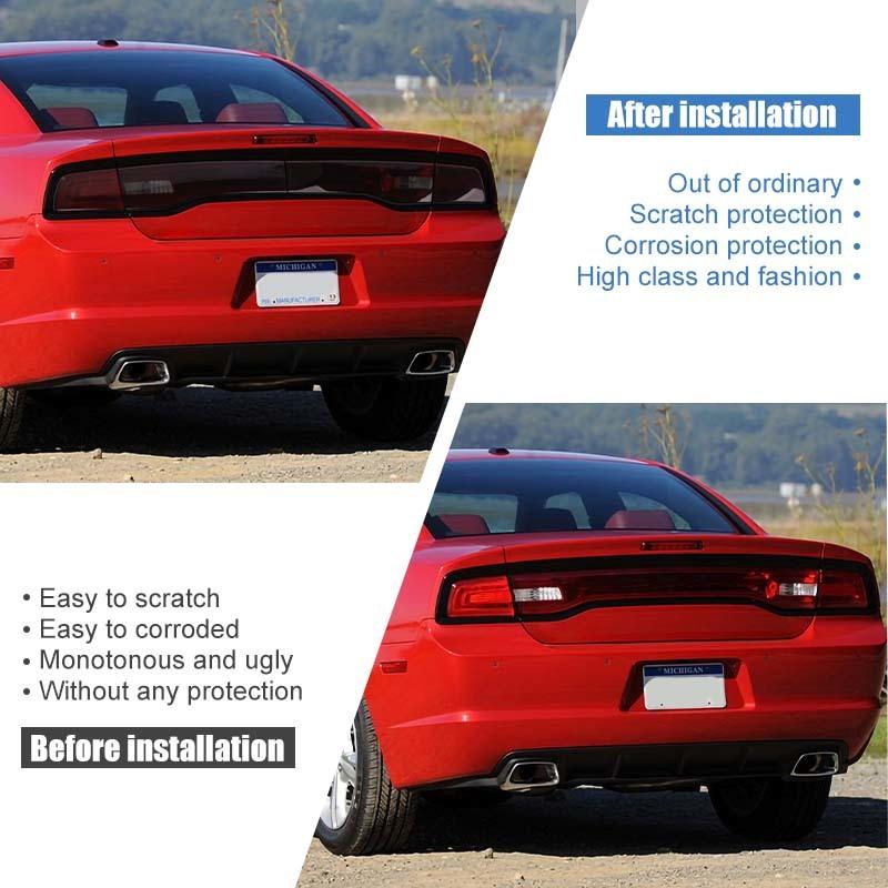 Taillights Covers Rear Lamp Housing ABS Tail Light Decoration For Dodge Charger 2011-2014 Exterior Accessoriess (Smoked Black)