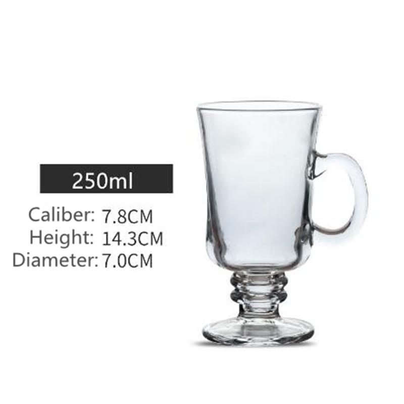 

Glass Goblet Juice Cocktail Alcohol Beverages Beer Drinking Cup Latte Coffee Cup With Handle Milk Mug 201-300ml