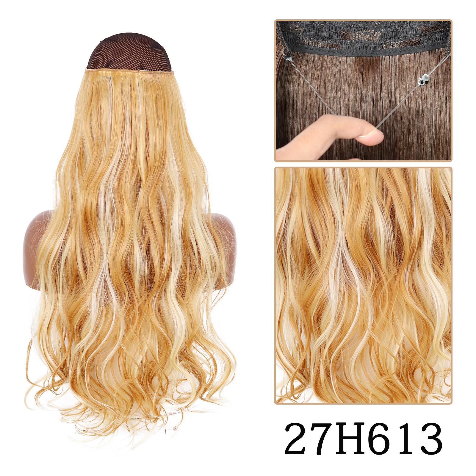 

MERISIHAIR синтетические волосы для наращивания без зажимов, натуральные длинные волнистые регулируемые невидимые шиньон с рыбной линией для женщин 55CM