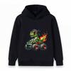 Kids Boys Girls Hoodie Cool Dinosaur T-Rex Monster Truck Print Long Sleeve Pullover Sweatshirt for Casual Daily Wear