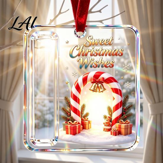 Unique Holiday Gift for Family Christmas Acrylic Money Holder Ornament Cash Hanging Decor with Stocking Stuffer Festive Pattern Tree Pendant