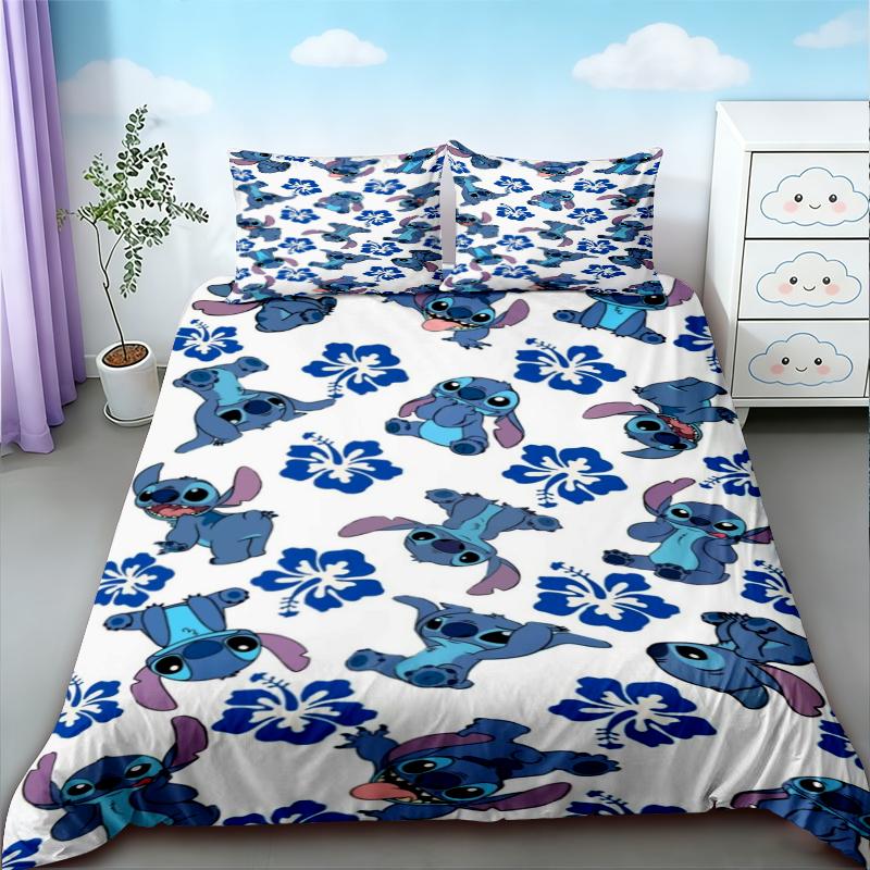 Kids Stitch & Angel Duvet Cover Cartoon Quilt Cover Soft and Comfortable Bedding Set for Bedroom Decor Home Gifts