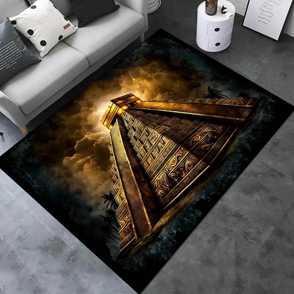 

Crystal Velvet Aztec Mayan Pattern Non-slip Area Rug 1pc, Suitable for Living Room, Bedroom, Home Room Decor, Bed, Cha 50x80cm