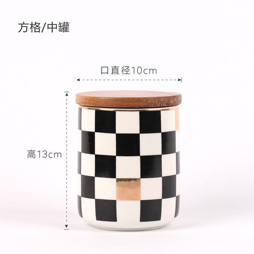 Ceramics Sealed Jar Wooden Cover Storage Tank Moisture-proof Storage Jar Candy Jar Food Container Decorative Jars Home Organizer