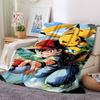 Pikachu Trainer Adventure Flannel Blanket Super Soft Warm Cozy Blanket For Sofa Bed Office Travel Allseason Home Decor Gift
