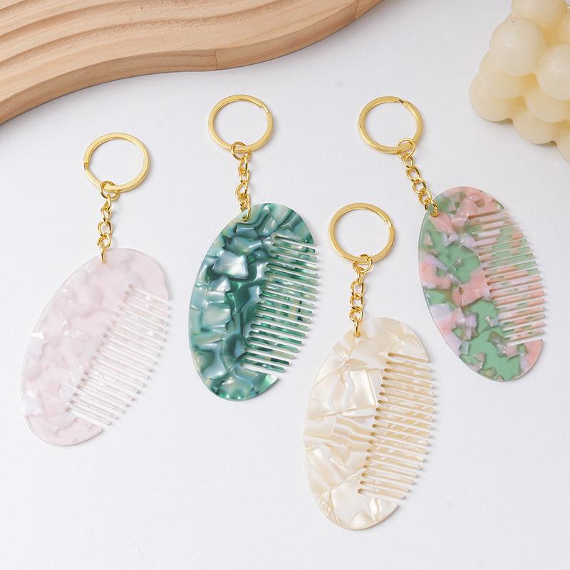 Portable Mini Comb Cute Keychain For Women Backpack Pendant Bag Decor Colorful Key Chains Car Keychains Travel Hair Accessories