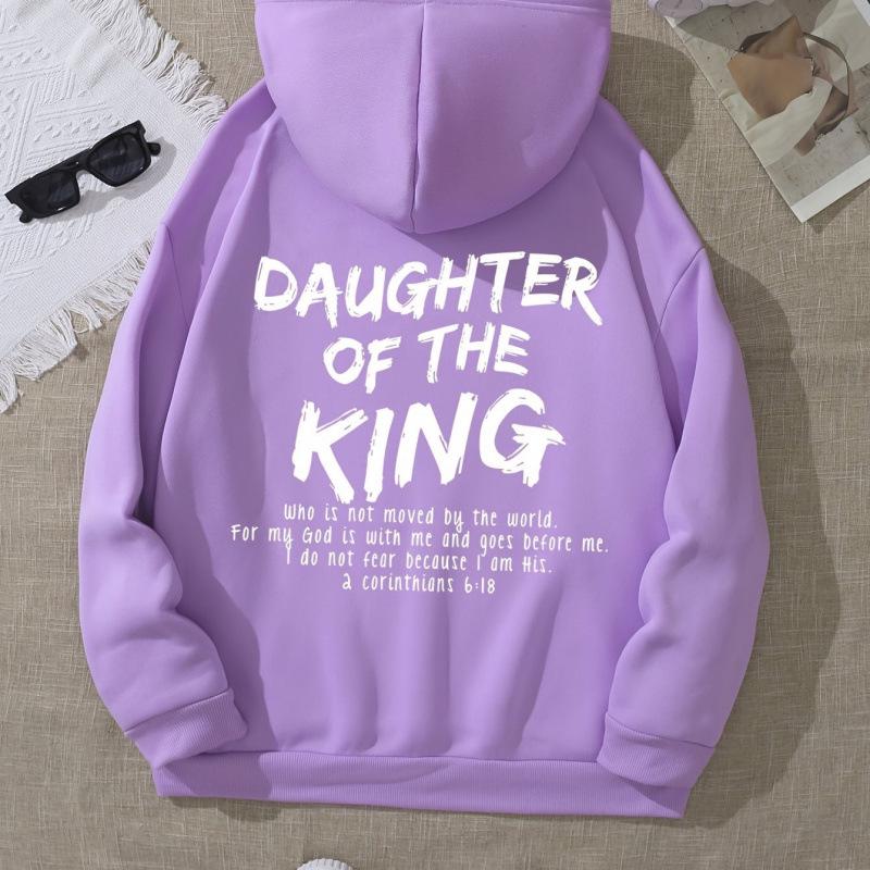 European-Size Letter Print Long Sleeve Hoodie with Pocket