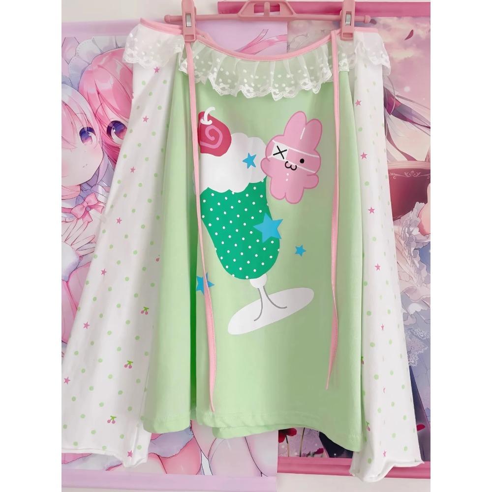 Oversized Women Loose Shirts Spring Casual Long Sleeve Cute Subadorable Y2k T Shirt Japanese Kawaii Sweet Harajuku Tops