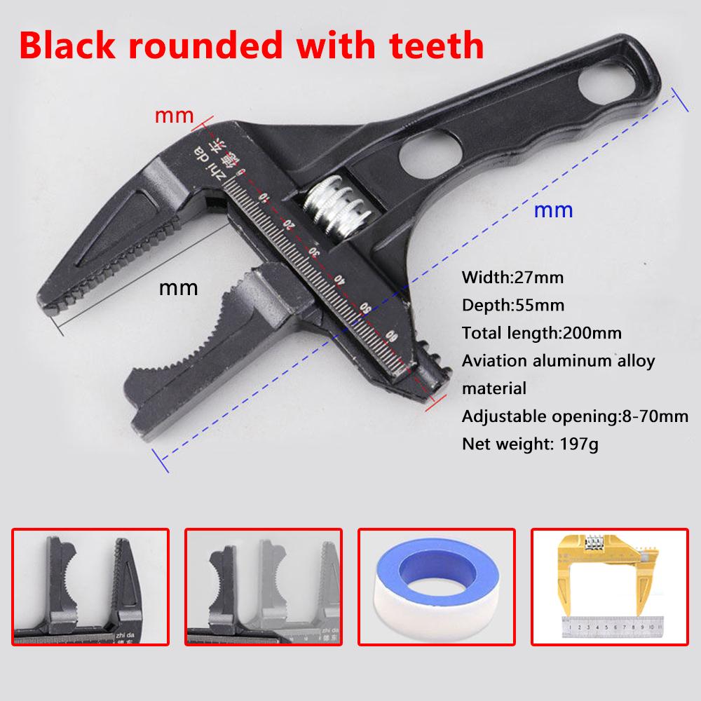 Adjustable Spanner Large Opening Bathroom Spanner Wide Jaw Aluminium Spanner Handle Plumber Hand Tool Home Improvement Tool