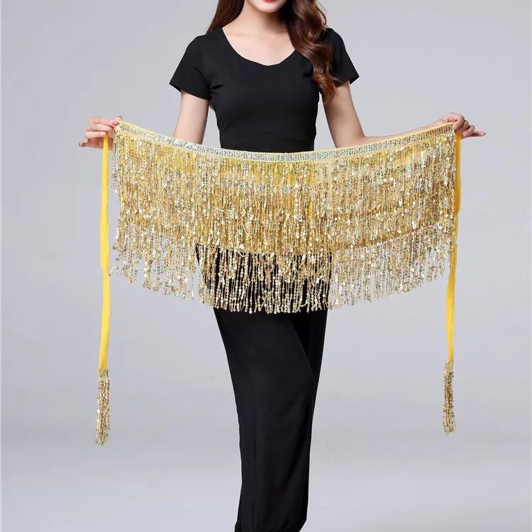 Bohemian Cross-border Belly Dance Hip Scarf with Sequins & Tassels - Women's Waist Chain for Indian Dance Performance
