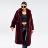 Womens Faux Fur Coat Longline Stylish Winter Outerwear With Fringe Detail Wine Red Gray Cream Beige Black S M L XL XXL