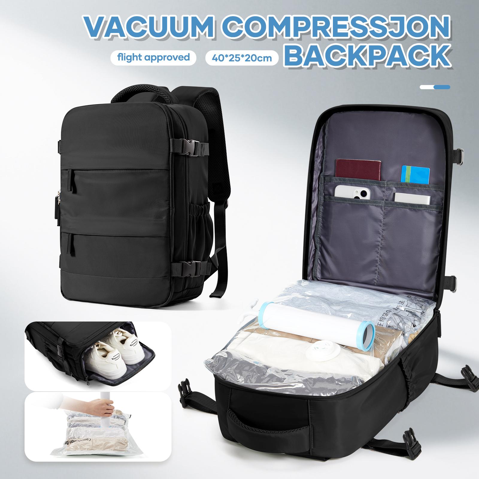 

Vacuum Compression Bags Women Men Hand Luggage Ryanair 40x20x25 Trave Backpack, Business Laptop Bag Carry on School Backpack чорний
