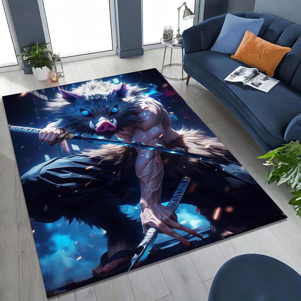 Anime Demon S-Slayer Kamado Nezuko Tanjirou Kreslený koberec pro ložnici, obývací pokoj, pohovku, domácí rohožku, dekor, dětská protiskluzová podložka na podlahu