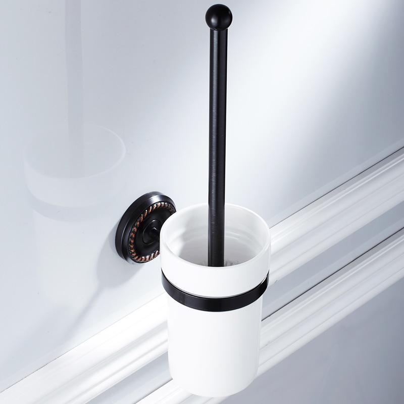

Antique Brass Luxury Bathroom Accessories Wall Mounted Black Ancient Bathroom Toilet Brush Holder with Brush чорний