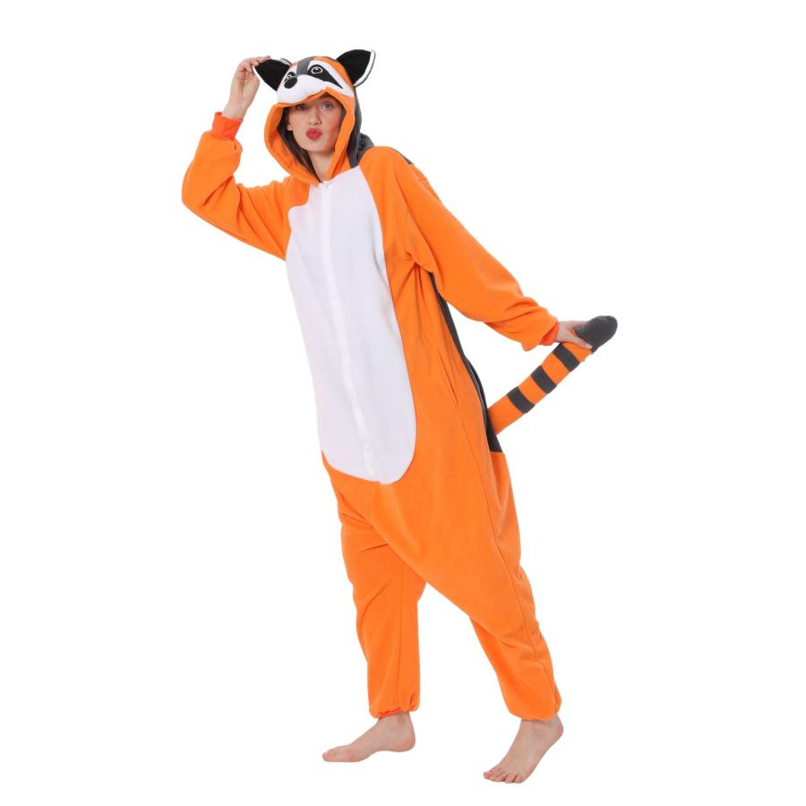 Cartoon Niedliches Tier Party Kostüm Einteiler Pyjama Fleece Haus Waschbär Giraffe Teddy Kapuze
