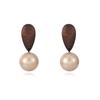Round and Simple Pearl Wood Water Drop Earrings, Earrings, Elegant and Exquisite Light Luxury Atmosphere, Niche Fashion Earrings
