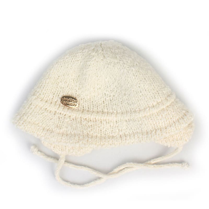 Universal chemistry wool knit ivory earflap bucket hat