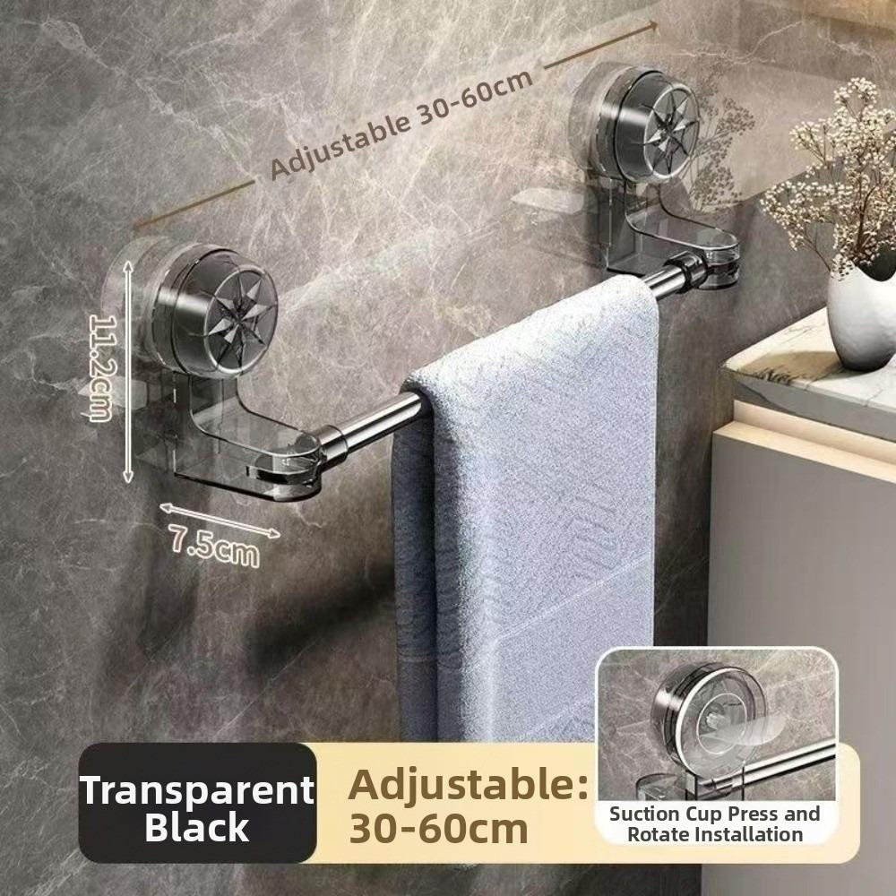 Stainless Steel Kitchen Bathroom Towel Rod Suction Cup Wall Mounted Storage She New Bath Holder