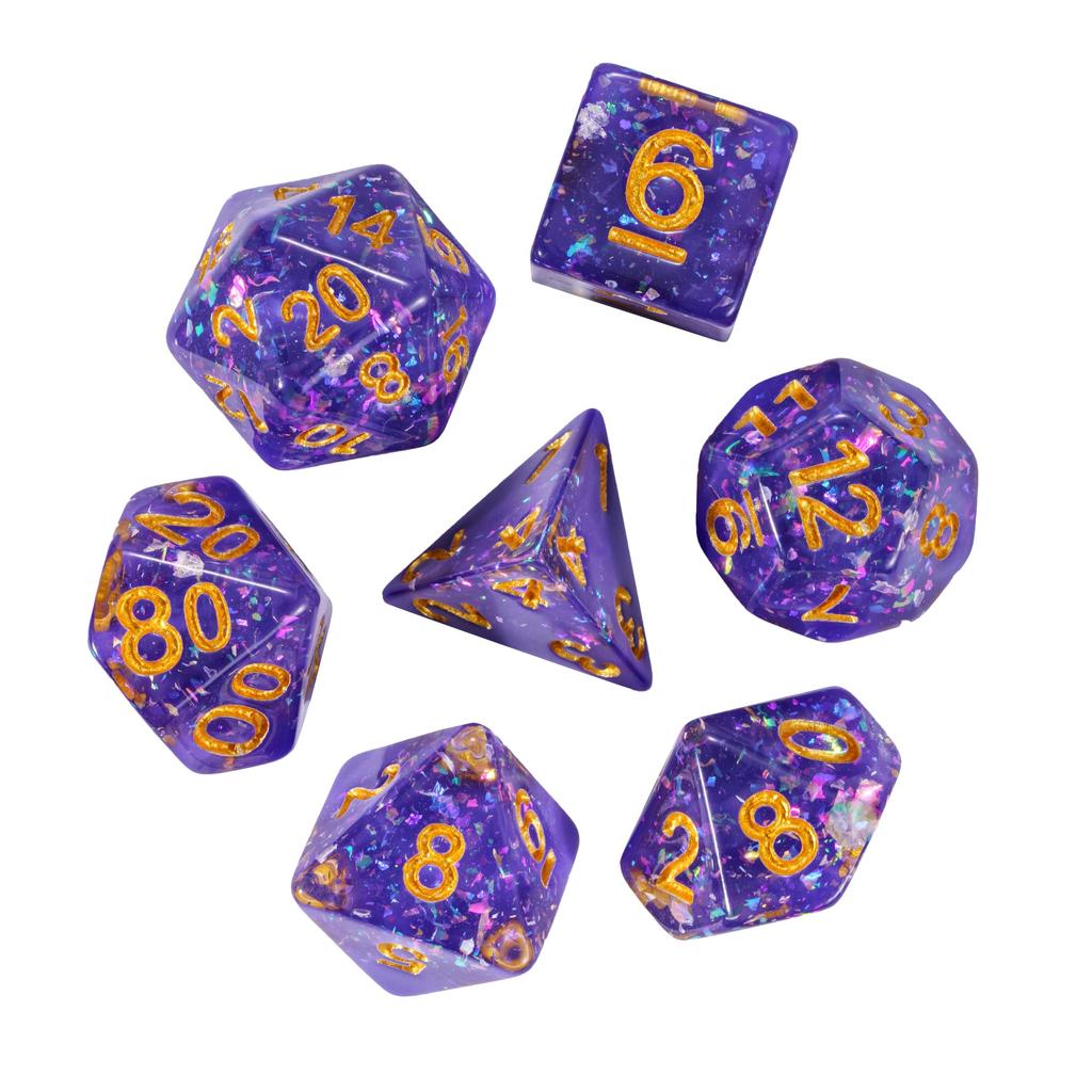 Cusdie Multilayer DND Dice Resin Glitter Die 7Pcs D4-D20 Multicolour Polyhedral Dice Set for D&D Tabletop Role Playing Games