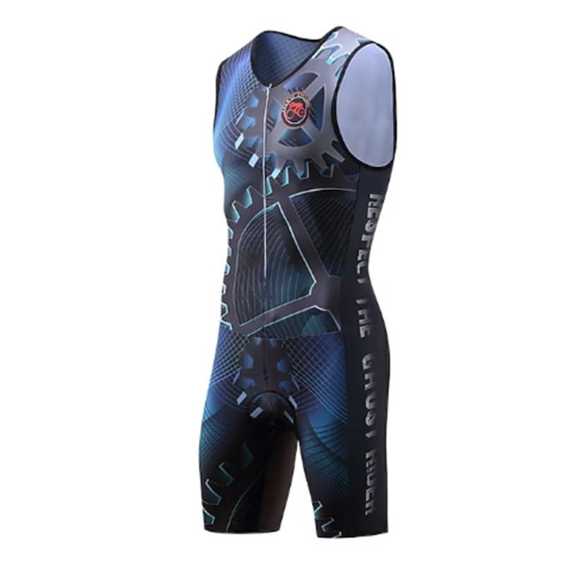 

Men s Triathlon Sleeveless One-piece Plaid Mountain Bike Road Breathable Quick-drying Dress L