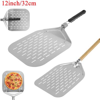 12inch Stainless Steel Pizza Shovel with Folding Handle Non-Stick Pizza Spatula Pizza Peel Cake Lifter Transfer Tray Baking Tool