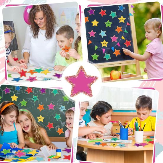 Yousheng 90 Sheets Colorful Decorative Borders Star Paper Cutting Bulletin Board Cutouts DIY Classroom Supplies