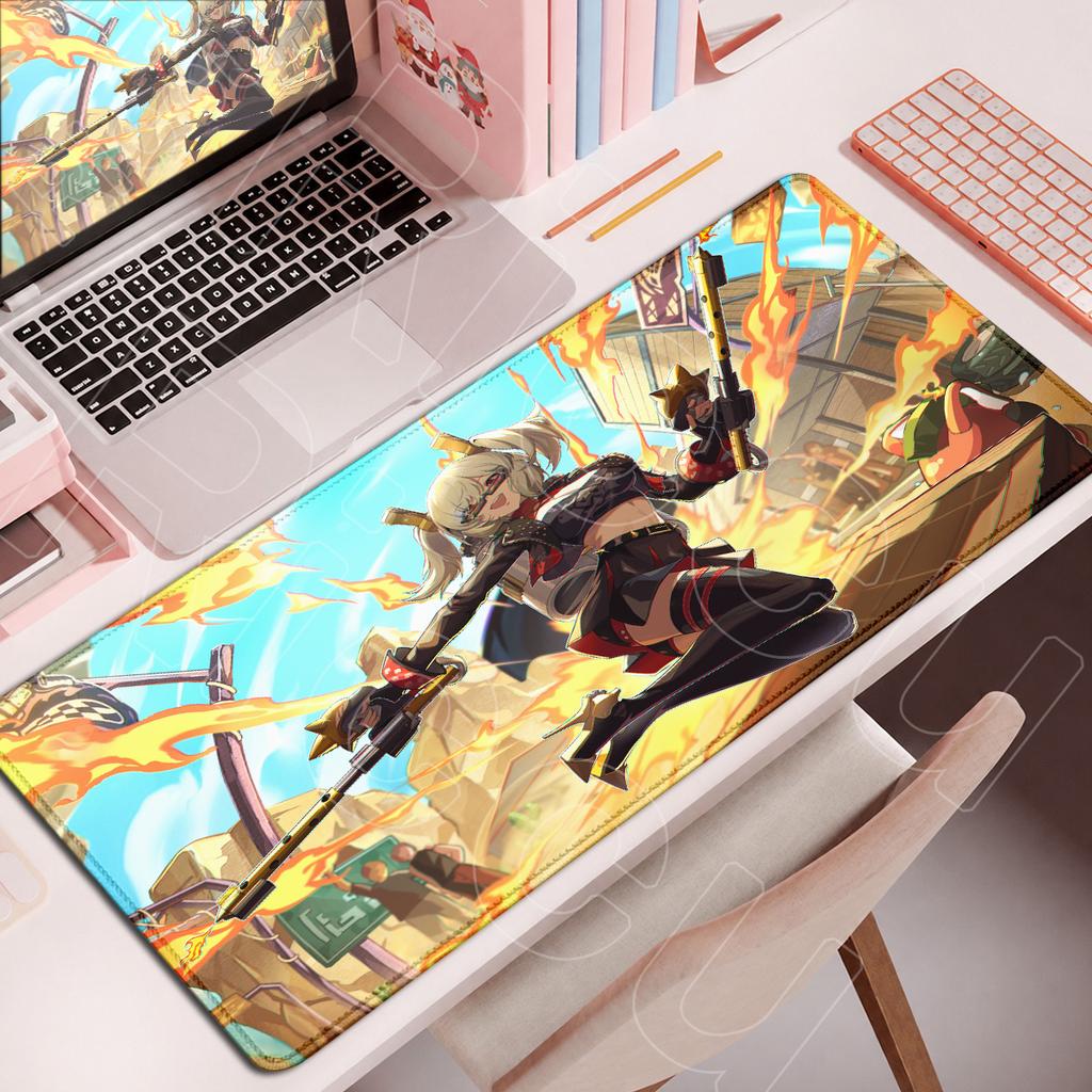 Kawaii Anime Mädchen Schreibtischteppich PC Gummi Zubehör Burnice Weiß Verriegelungskante Mauspads Heißes Spiel Zenless Zone Zero Tastaturmatte