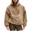 Sweatshirt til Damer Bomuld Oversize Hætteklædt Fleece Tykkere Løs Halvhøj Hals Afslappet Pullover Langærmet Vinter Sweatshirt Top