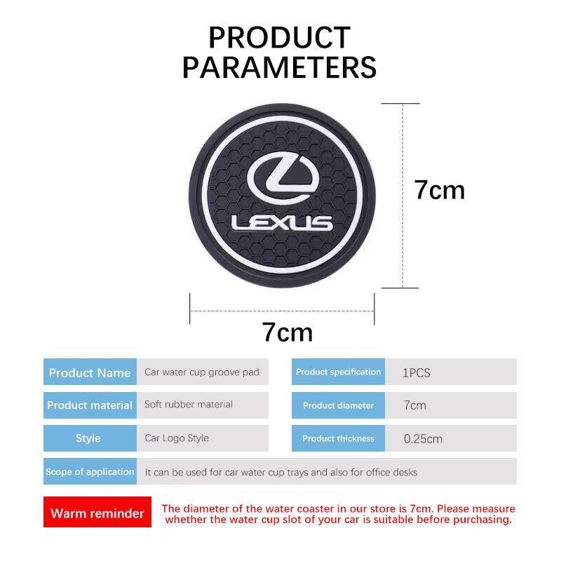 2Pcs Car Coaster Water Cup Bottle Holder Anti-slip Pad Mat For Lexus RX ES GX LS LX IS CT GS RC NX RC UX RX270 RX400 ES250 ES350FL2