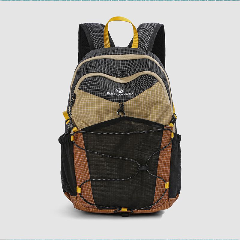 Compact Outdoor Backpack with Mesh Front Pocket and Multiple Storage Compartments for Hiking and Travel