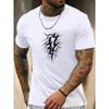 Europäische Größen Herren Kurzarm Weißes T-Shirt mit Blitzmuster für Sommer Freizeitkleidung