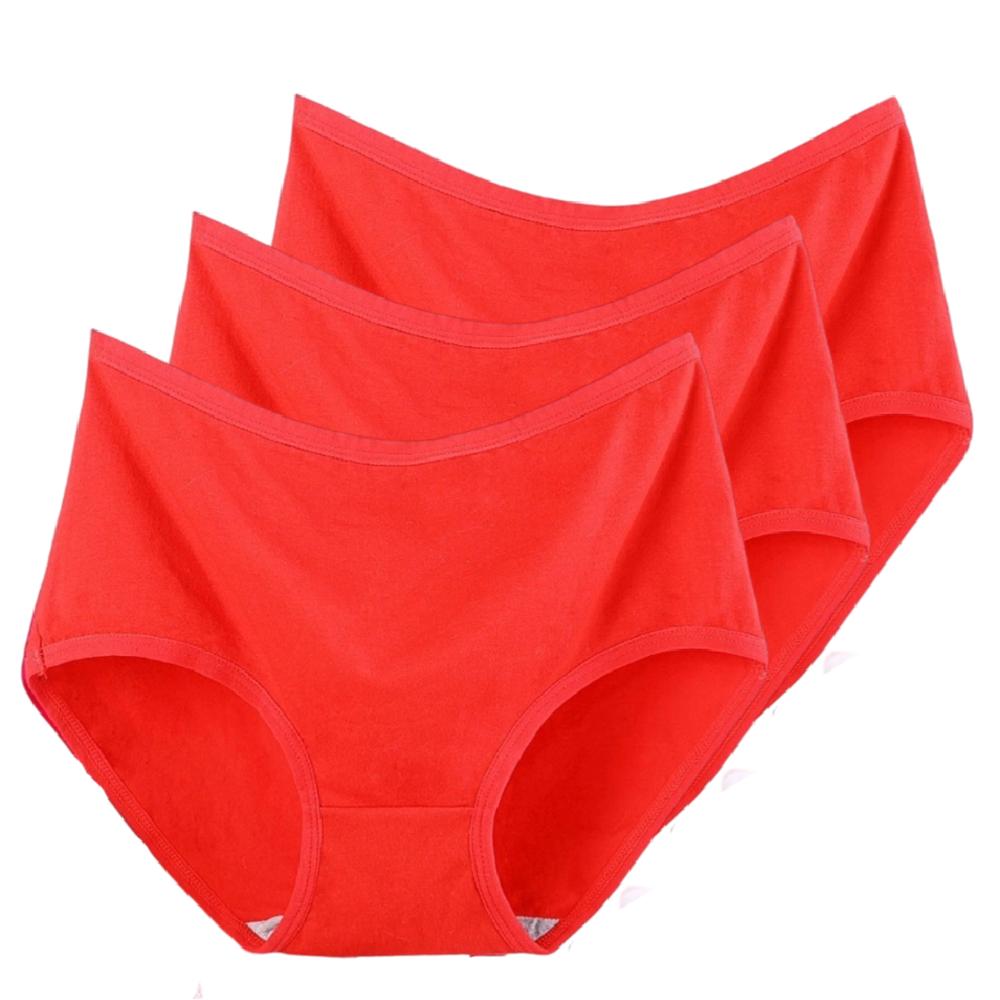 3pcs High Waist Women's Panties Women's Large Size Panties Solid Color High-waisted Triangle Pants Underwear Briefs