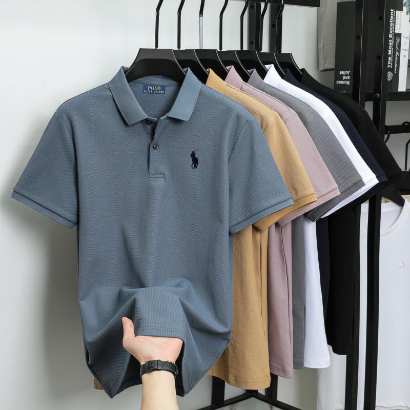 Polo Ralph Lauren Summer Men's New Black Pony Embroidered Solid Color Mercerized Cotton Loose Moisture Wicking and Quick Drying Casual Polo Shirt