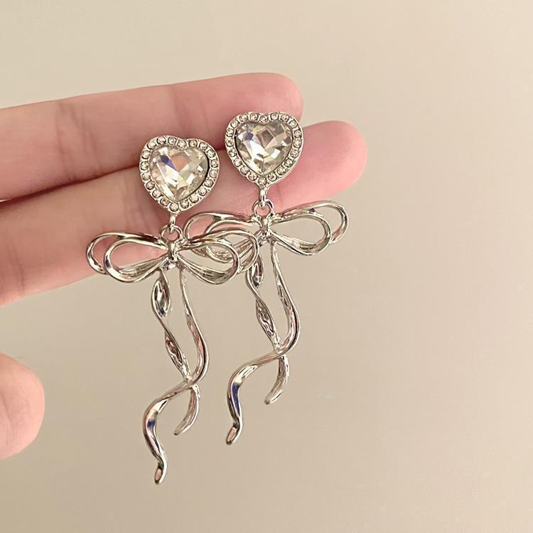 

High-End 925 Silver Bow Heart Earrings for Women - Niche, Stylish & Cool