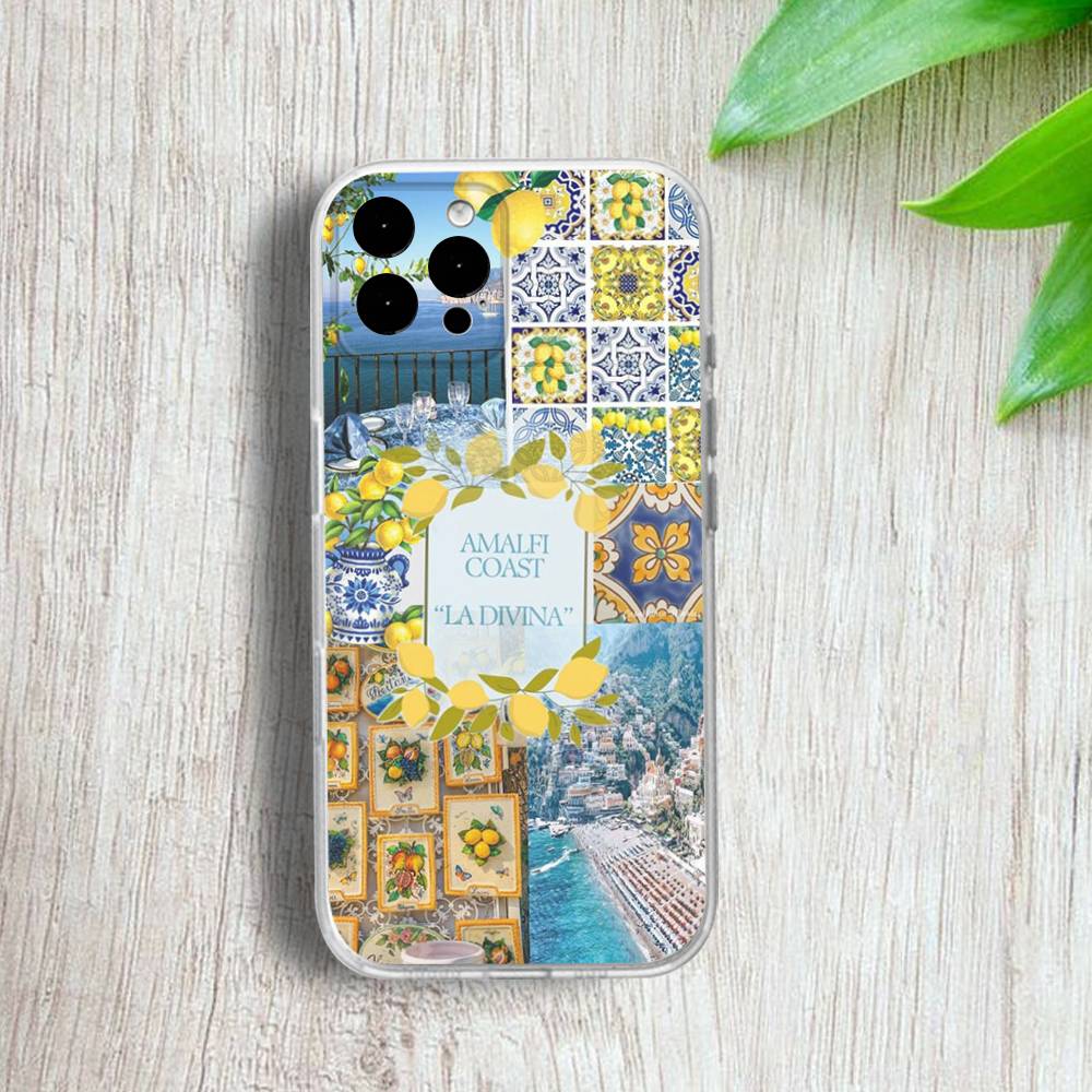 European Amalfi Coast Lemon Phone Case For iPhone 17,16,15,14,13,12,11 Pro,Max,Plus,X,XS,XR,SE4,E Mini Transparent Soft Cover