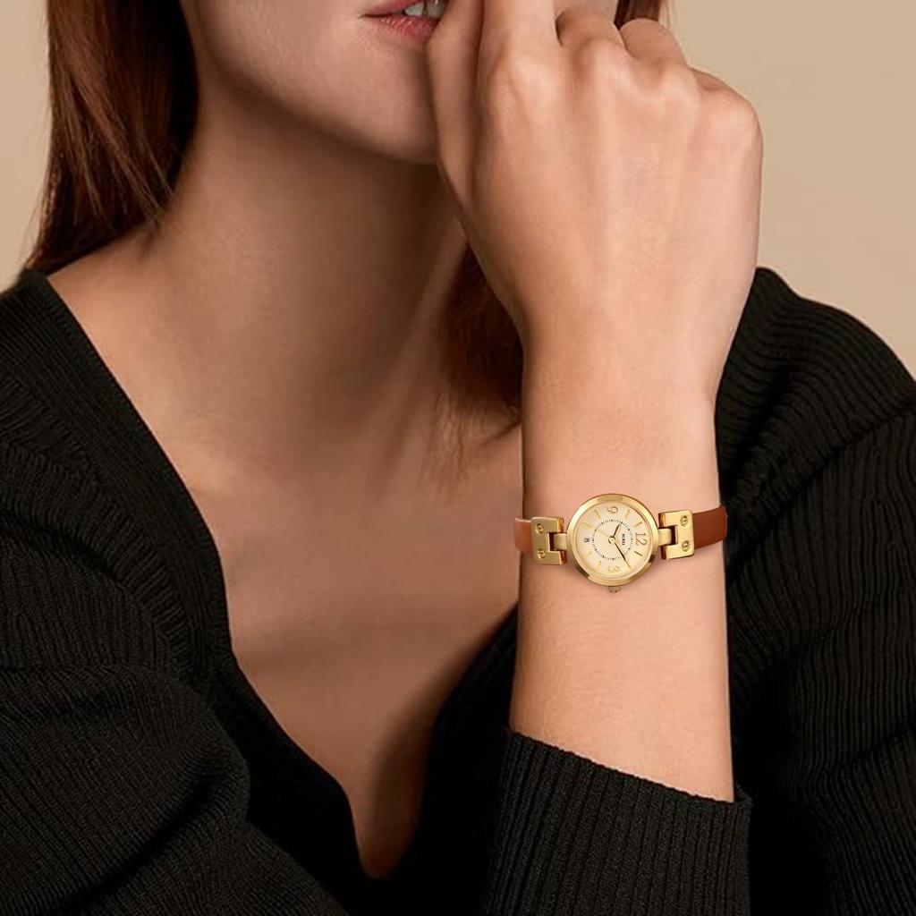 BUREI Analog Quartz Watch with Japanese Gold Lightweight and Slim Brown Leather Perfect for or Casual Perfect As a Gift Women's Battery, Waterproof,