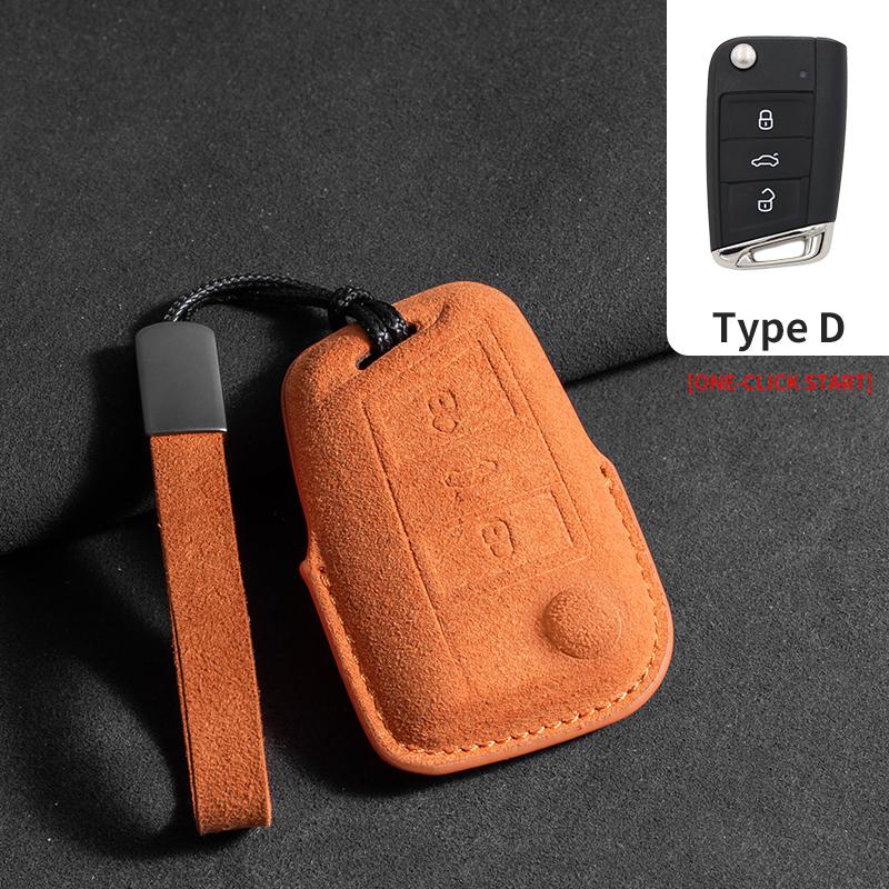 Suede Leather Car Key For Volkswagen VW DASAUTO PASSAT TAYRON Sagitar Tiguan Teramont CC Golf Bora Tavendor ID.3 TALAGON Magotan