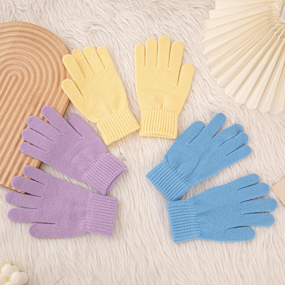 Touchscreen Solid Color Plus Velvet Gloves - Open Five-Finger Hand-Knitted Winter Warmth for Men and Women