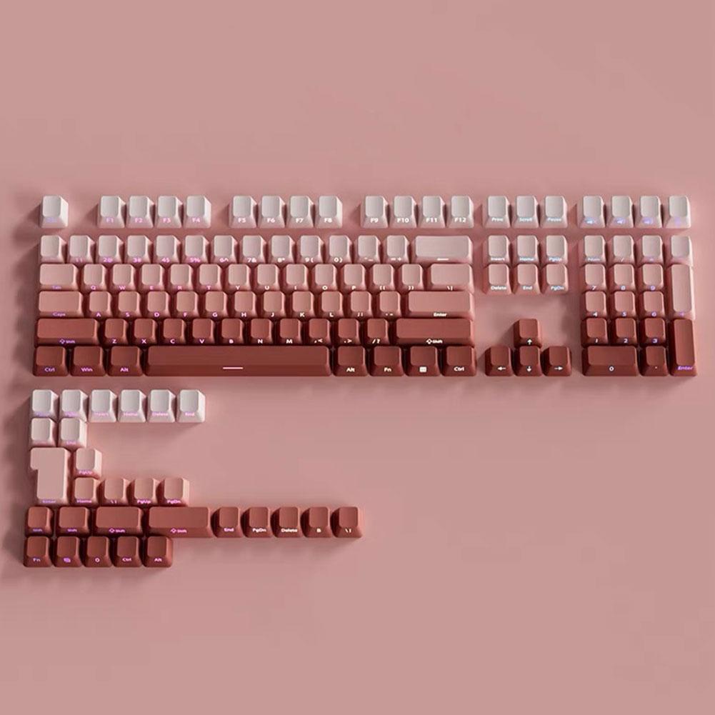 130+ Keys Gradient Keycaps Side Printed Shine Through PBT Double Shot OEM Profile for MX Switches Gaming Keyboard Caps