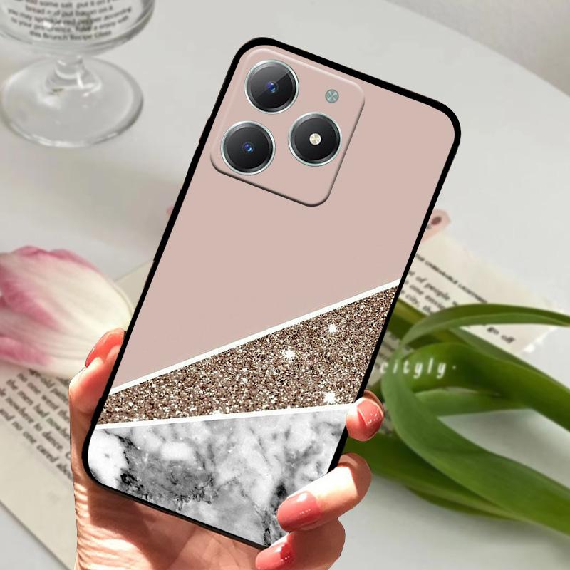 Pro Realme C61 Pouzdro RMX3939 Roztomilý Kreslený Měkký Silikon TPU Zadní Kryt Telefonu Pro OPPO Realme C63 4G Nárazuvzdorný Matný Coque Fundas